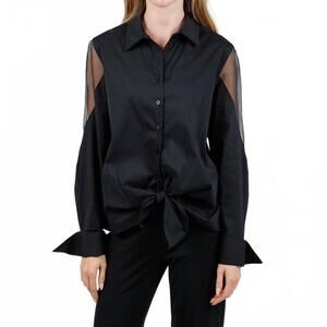 NEW FINLEY lindy organza combo shirt in black